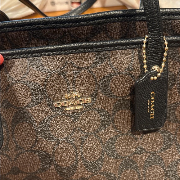 Coach Dark Brown Signature Tote with Black Handles - Picture 2 of 15